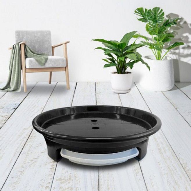 화분월드 고정식 원형 화분받침대 모던 클래식, bantha black, 10개