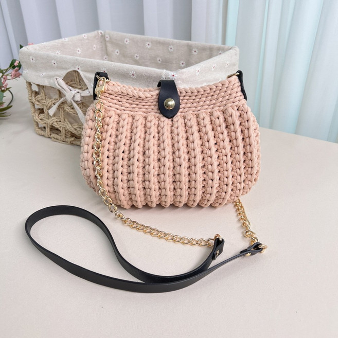 도두리 diy 뜨개질 손뜨개 코바늘 가방만들기 패키지 키트 클램데일리백 동영상제공, 클램데일리백(백설기), 1개