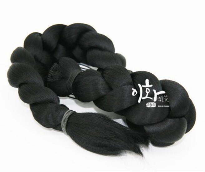 명주 달비 실크 강강술래 공연용 소품 제작 처녀 머리 가채 이화