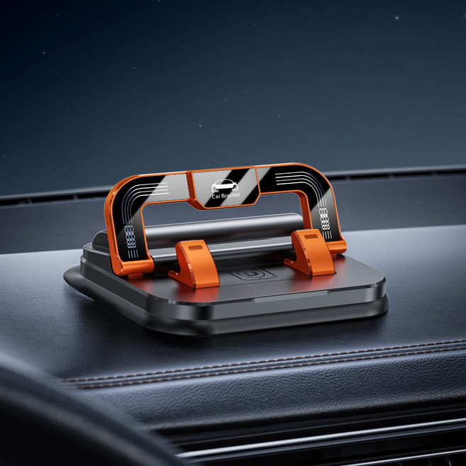 OFFCURVE 차량용 휴대폰 거치대 자동차 중앙 콘솔 대시보드 번호판 2in1 접착식 범용, 주황색, 1개