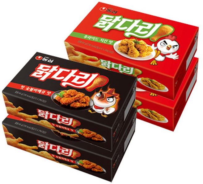 농심 닭다리 후라이드2+핫숯불바베큐2, 1세트, 264g