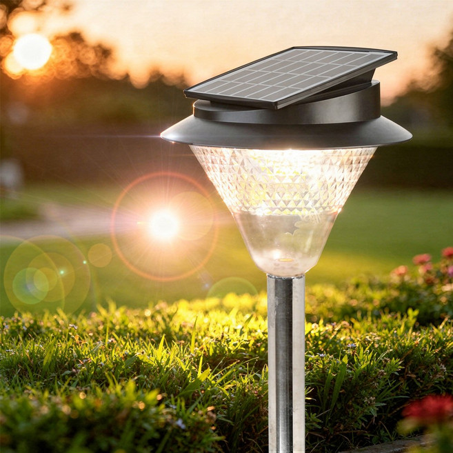 태양광정원등 COB 140구 태양열 야외 정원등 말뚝 벽걸이 조명 충전식 잔디등 LED 실외등 방수 산책길 공원, 말뚝형X1개입, 노란빛