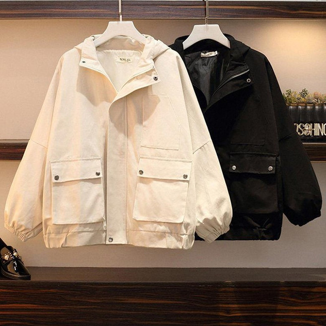 남녀공용 봄가을 후드집업 바람막이 심플 캐주얼 오버핏 야구복 데일리 아우터 외투