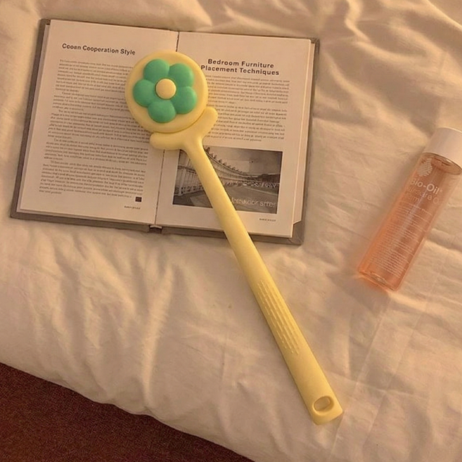 수상한상점 미세모 플라워 샤워 브러쉬 바디 브러쉬 등드름 각질제거 소프트털 목욕솔 여드름제거 브러쉬, 1개, 노랑, 1개입