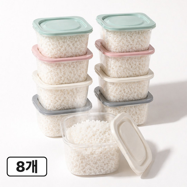 로벨스 국산 전자레인지 냉동밥 보관 용기 반찬통 이유식, 8개, 파스텔혼합