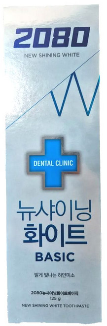 2080 뉴샤이닝 화이트 베이직 치약 미백 125g, 1개