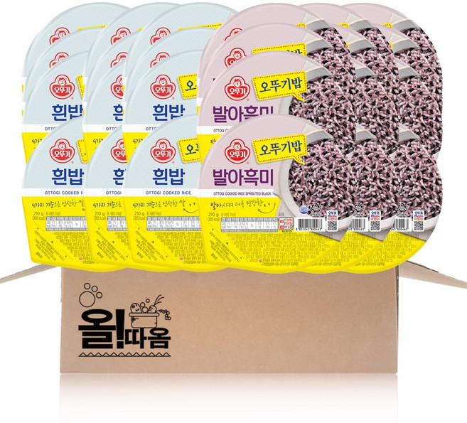 오뚜기 맛있는 즉석밥 2종 기획세트 2호(흰밥 210g 12+발아흑미 210g 12)