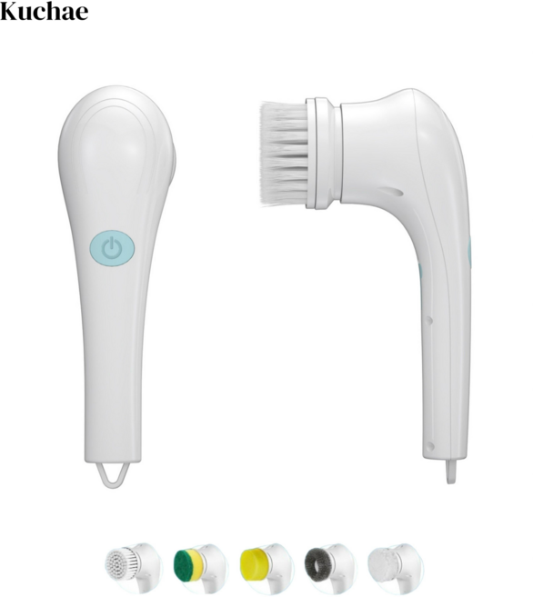 Kuchae 다용도 전동 브러쉬 5종툴 무선 전동청소솔 USB충전, 흰색, 1개