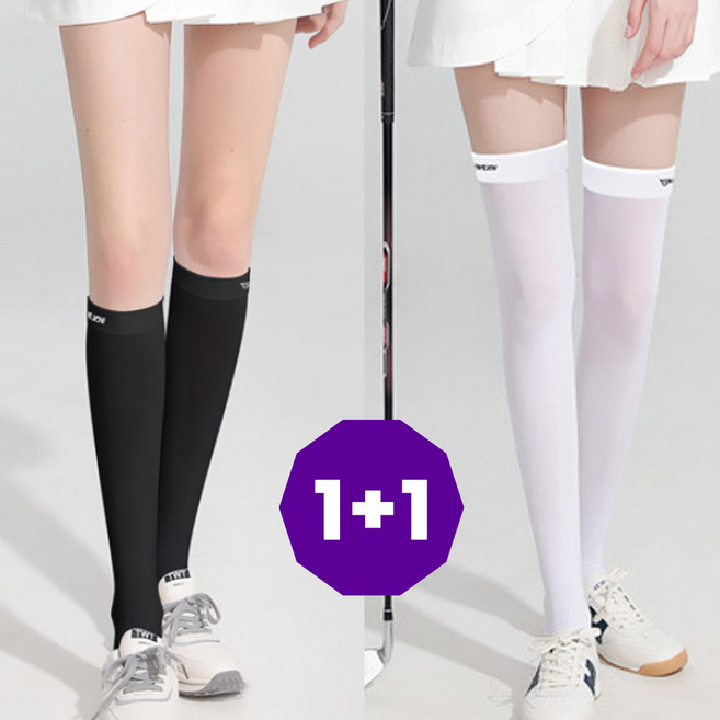 [KN199] 1+1 여름 쿨섬머 골프 니삭스&니하이삭스 고리형 유발형 [8종], 오버니삭스 화이트-고리 1+1, 1세트