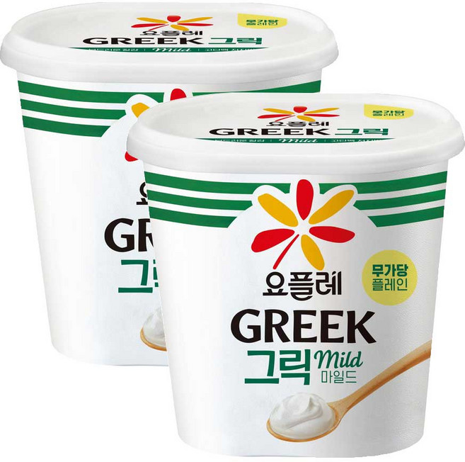 빙그레 요플레 그릭요거트 무가당 플레인, 2개, 900g