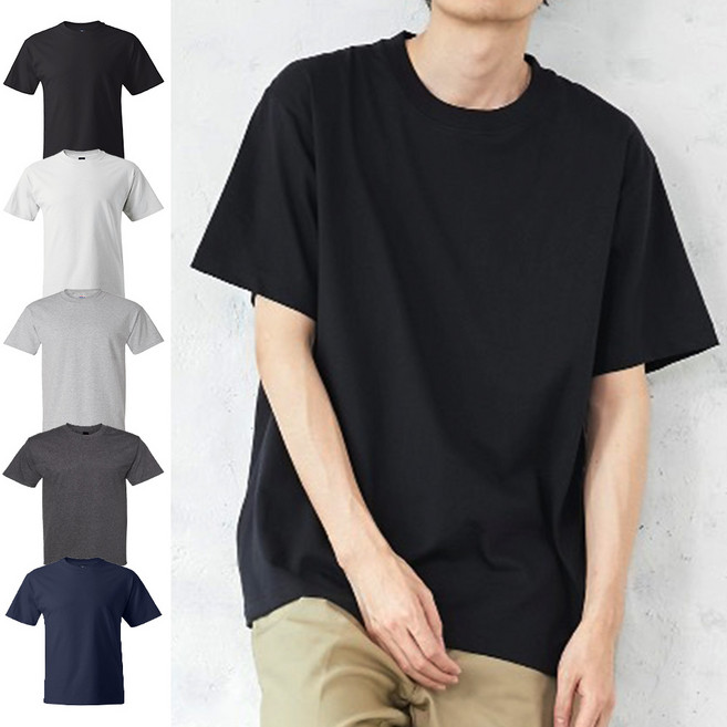 헤인즈 Hanes 무지 반팔 비피 Beefy-T 티셔츠 5180