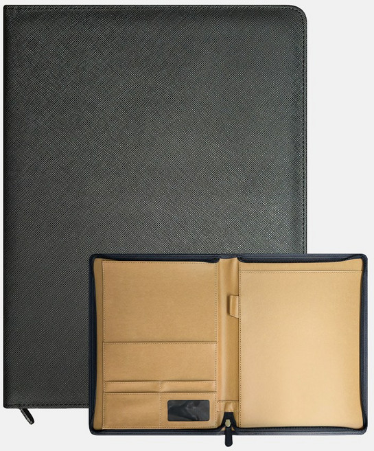 A4 레포트패드 모던 지퍼타입 가죽 다이어리, 1개, 사피아노 블랙[H0291]