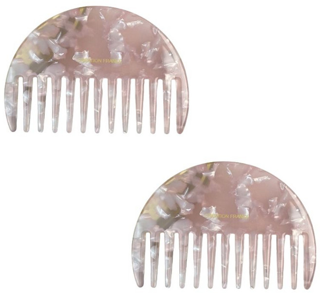 프랑스 자개빗 프랑스 자개 미니 휴대용 여행용 헤어 머리 빗, 핑크, 2개