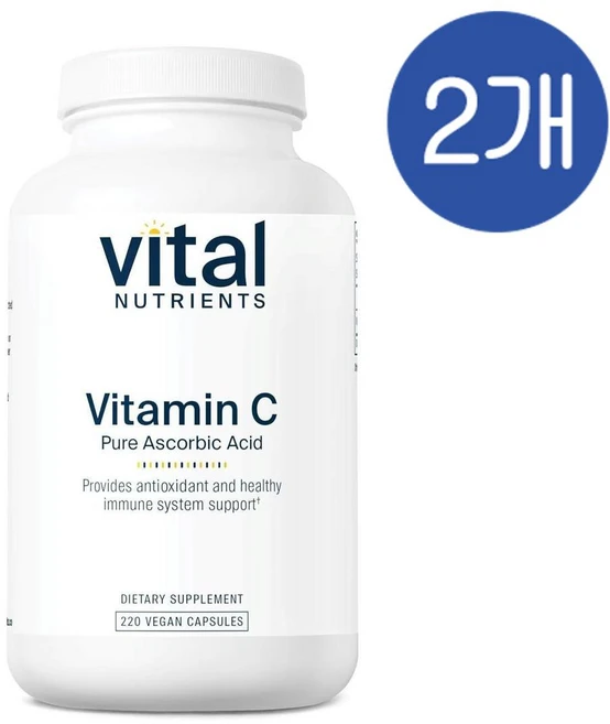 바이탈 뉴트리언츠 비타민C 1000mg 퓨어 아스코르브산 캡슐 Vital Nutrients Vitamin C, 220정, 2개 - 쿠팡