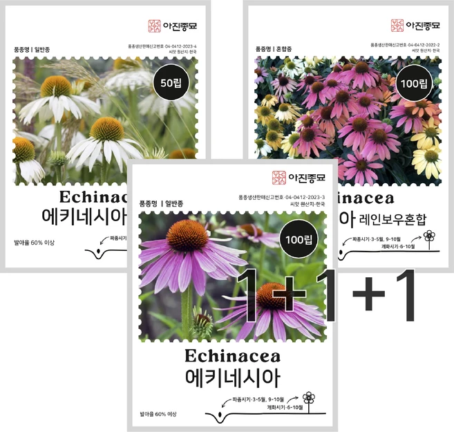 [주주씨앗] 에키네시아 씨앗 3종세트 흰색에키네시아 왜성혼합에키네시아 자주에키네시아 종자 씨 꽃씨 봄 가을 파종 다년생야생화, 1개 - 쿠팡