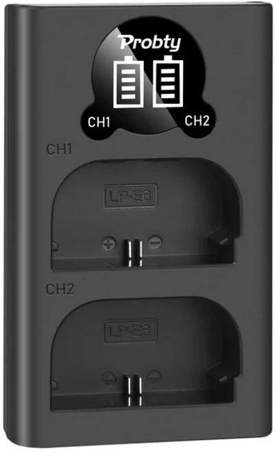LP-E6 카메라 배터리 및 LED 충전기 캐논 EOS 5DS R Mark II 6D 7D 용 2650mAh, 01 China Mainland, 1개, 02 1 Charger