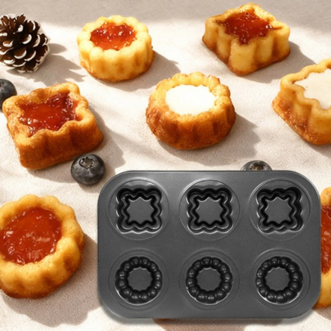 상하이 버터떡틀 코타 레이스 원형 사각 팬 (6구) 휘낭시에 마들렌, 1개