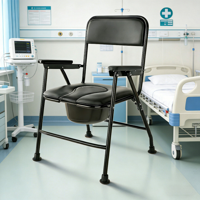 노인 변기 실내변기 휴대용변기 간이화장실 이동식변기 변기 의자 이동식 화장실 750MM*390MM*340MM, 블랙, 1개