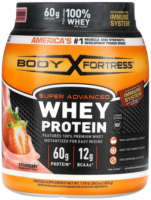 Body Fortress Super Advanced Whey Protein Strawberry 1.78 lb 810 g, 807 g, 1개 - 쿠팡