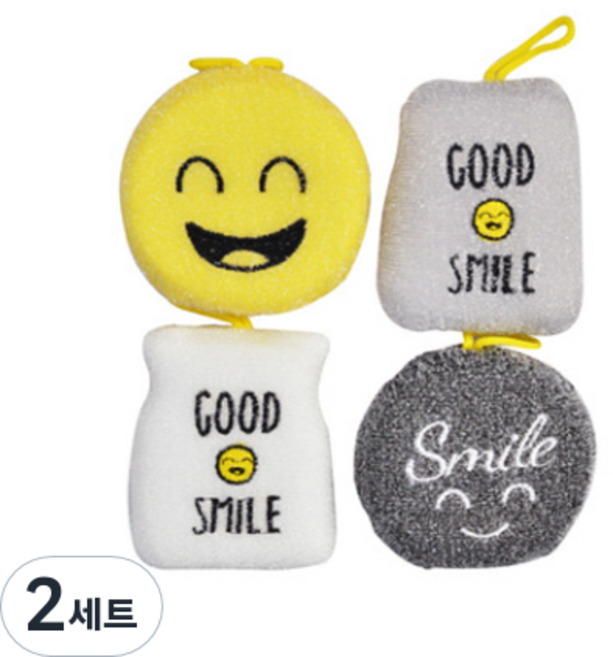 브로픽 스마일 수세미 세트, 4개입, 2개