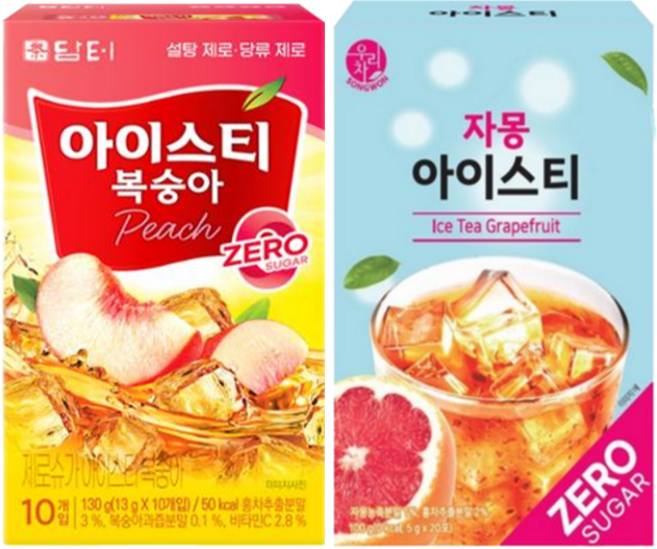제로슈가 담터 아이스티 복숭아 10포 & 송원 아이스티 자몽 20포