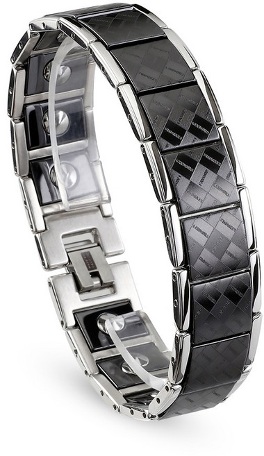 페이버 Z838 남성용 게르마늄팔찌 /체크패턴 디자인 /이니셜 각인 블랙, 1개