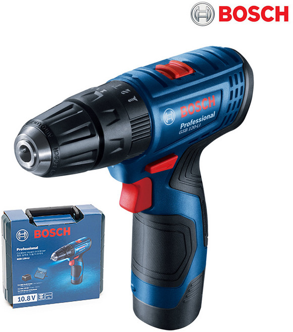 보쉬 충전 임팩 전동드릴 GSB 120-LI(1B)액세사리12PCS포함 콘크리트작업OK 전동드라이버 해머드릴, 1개