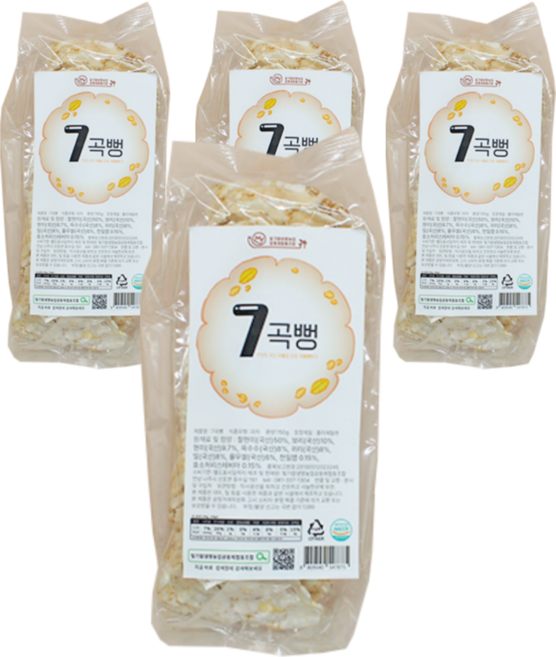 국내산 7곡 통곡물 뻥튀기 과자 간식, 4개, 150g