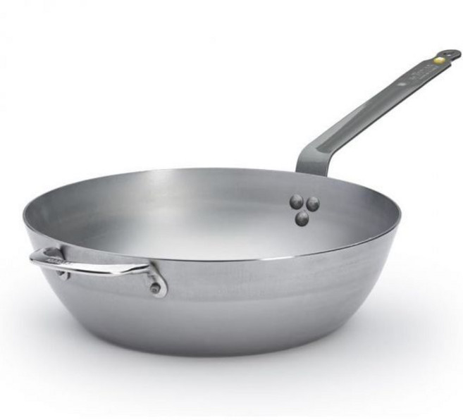 De Buyer드바이어 MINERL B 카본 스틸 컨트리 프라이 팬 12.5인치 소팅 시머링 딥 볶음 원팬 식사에 적합 천연 논스틱 프랑스산, 1개