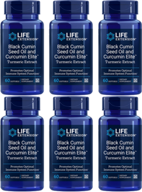 라이프익스텐션 블랙커민 씨드 오일 커큐민 터메릭 60개입 Black Cumin Seed Oil and Curcumin Elite (미국직구무배특가할인), 60정, 6개세트할인