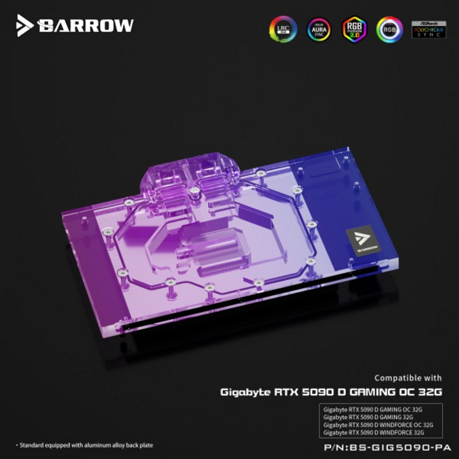 GIGABYTE RTX 5090 D GAMING WINDFORCE OC 32G AOR MASTER 비디오 카드 그래픽 쿨러 Barrow GPU 워터 블럭, 02 Black Back Plate, 1개