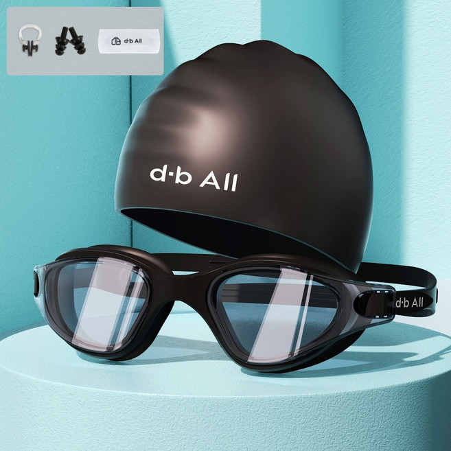 디브올 프리미엄 김서림방지 수경 실리콘 수모 세트, 블랙, 1세트