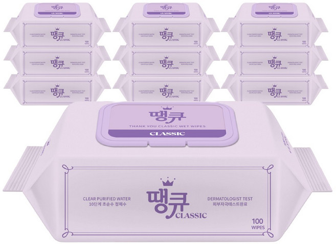 땡큐 물티슈 캡형, 100매, 10팩, 230g