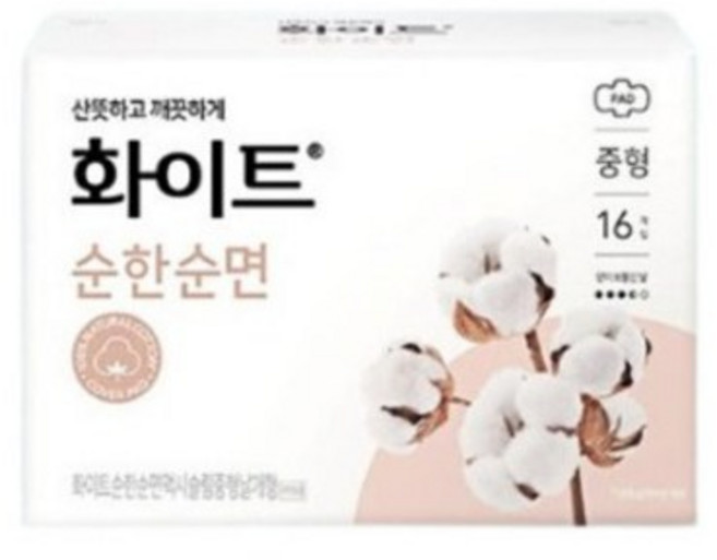 화이트 순한순면 슬림 중형 날개형, 16개입, 1개