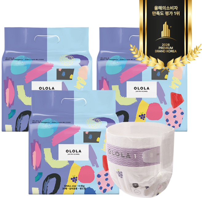 오로라 스킨핏 밴드기저귀 소형 30매x3팩, 소형(S), 90매