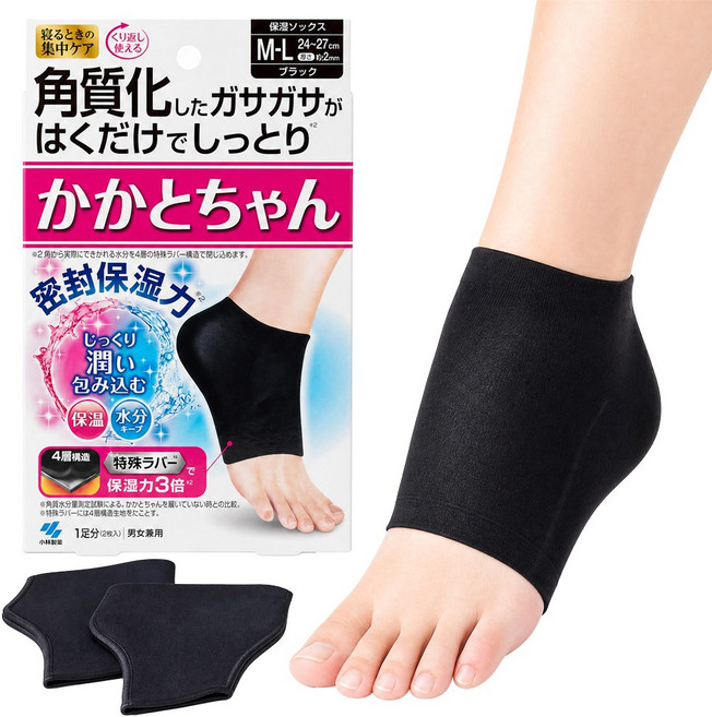 일본 고급 뒷꿈치 패드 보습 양말 240-270mm M-L, 50g, 1개, 2개입