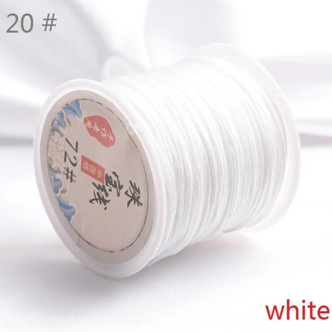 구슬 Rattail 매듭 트림 꼰 m 중국어 0.8mm 쥬얼리 실크 45 만들기 코드 새틴 나일론 코드, white ( 20 ), 1개