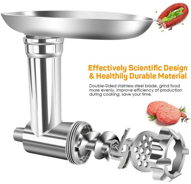 2025년형 신형 스탠드 믹서 부착식 그라인더 세트 셰프/셰프 XL KVC KVL k x용 주방 분쇄 도구 에도 호환 가능, Sliver meat grinder
