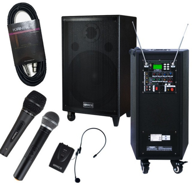 300W 행사 이동형앰프 핸드1 헤드셋1 EG-380 유선MIC