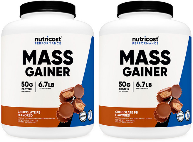 뉴트리코스트 매스게이너 1300칼로리 7LB 초콜릿 피넛버터맛 2병, 3.124kg, 2개
