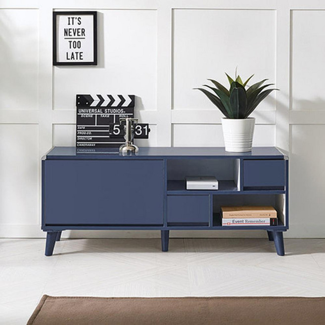 20평 아파트 거실장 라운딩 다리 서랍장 숙소 결혼 진열 성당 오피스텔TV다이, 네이비화이트