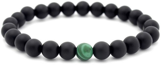 啞黑磨砂石孔雀石手鍊