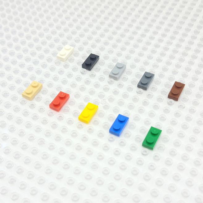 요고요 블록 부품 커스텀 벌크 브릭 블럭 타일 플레이트 100G 소포장 패키지, [플레이트 1 x 2] 흰색 100G, 1개