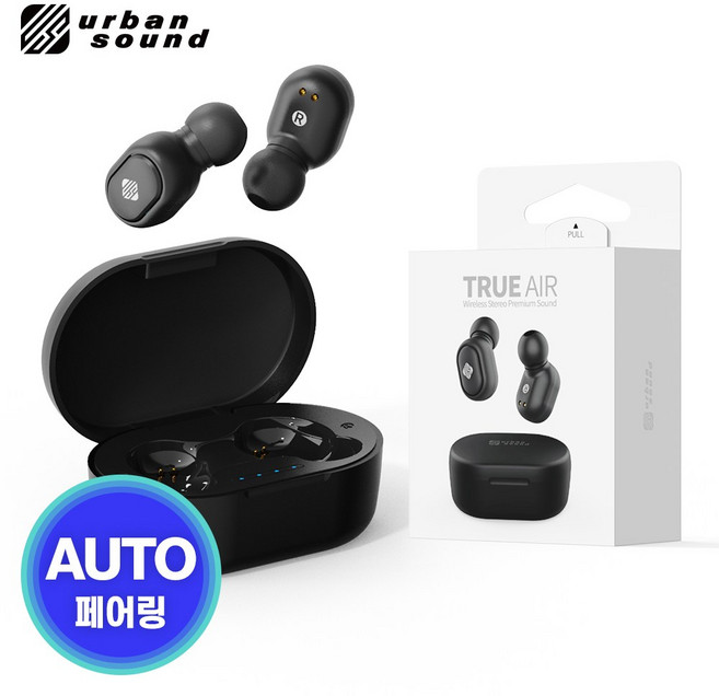 트루에어 블루투스이어폰 가성비 무선 이어폰, 어반사운드 트루에어 블랙
