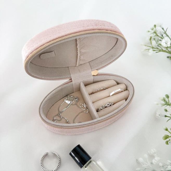 에브리테일 타원형 벨벳 미니 악세사리 보관함 반지 귀걸이 케이스