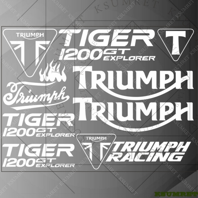 호환 Triumph Tiger 1200 스티커 반사 데칼 헬멧 엠블럼 2025 로고 스티커, [03] White