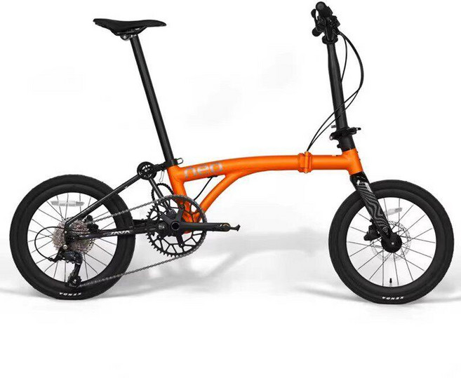 프라임 트라이폴드자전거 자전거 미니 브롬톤 유사, 20inch, 1cm, 12단 오렌지 카본프론트포크