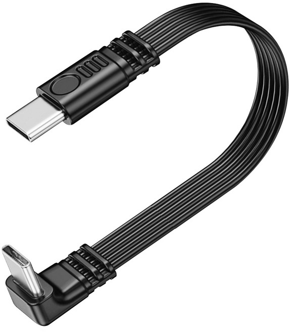 45W PD 고속충전 C타입 숏 미니 롱 직각 패치 케이블, 블랙, 1개, 17cm