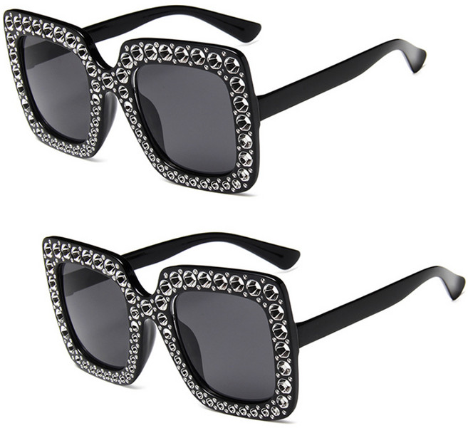 리빙듀오 인싸선글라스 안경 인생네컷 할로윈 2개 한세트, 027.사각큐빅선글라스 블랙(145)