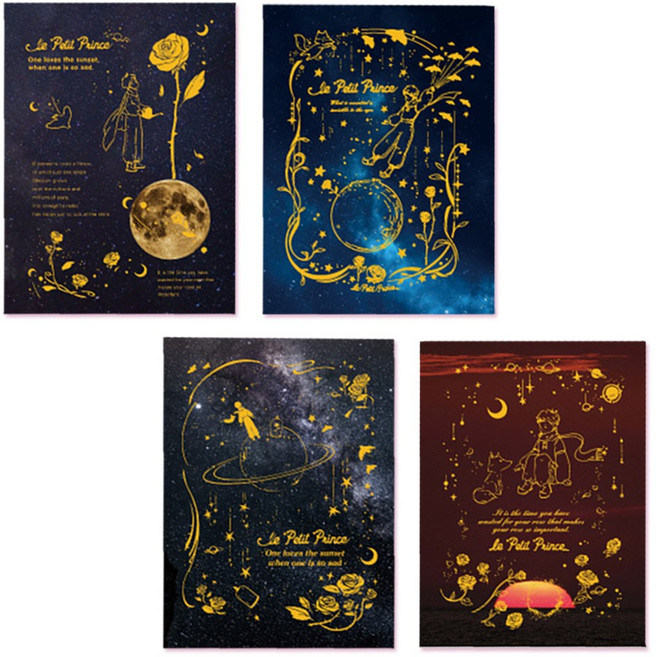 리리월드 감성 다꾸 어린왕자 골드 레터링 인스 스티커 세트, 어린왕자 스티커 4종 1세트 (8매입)